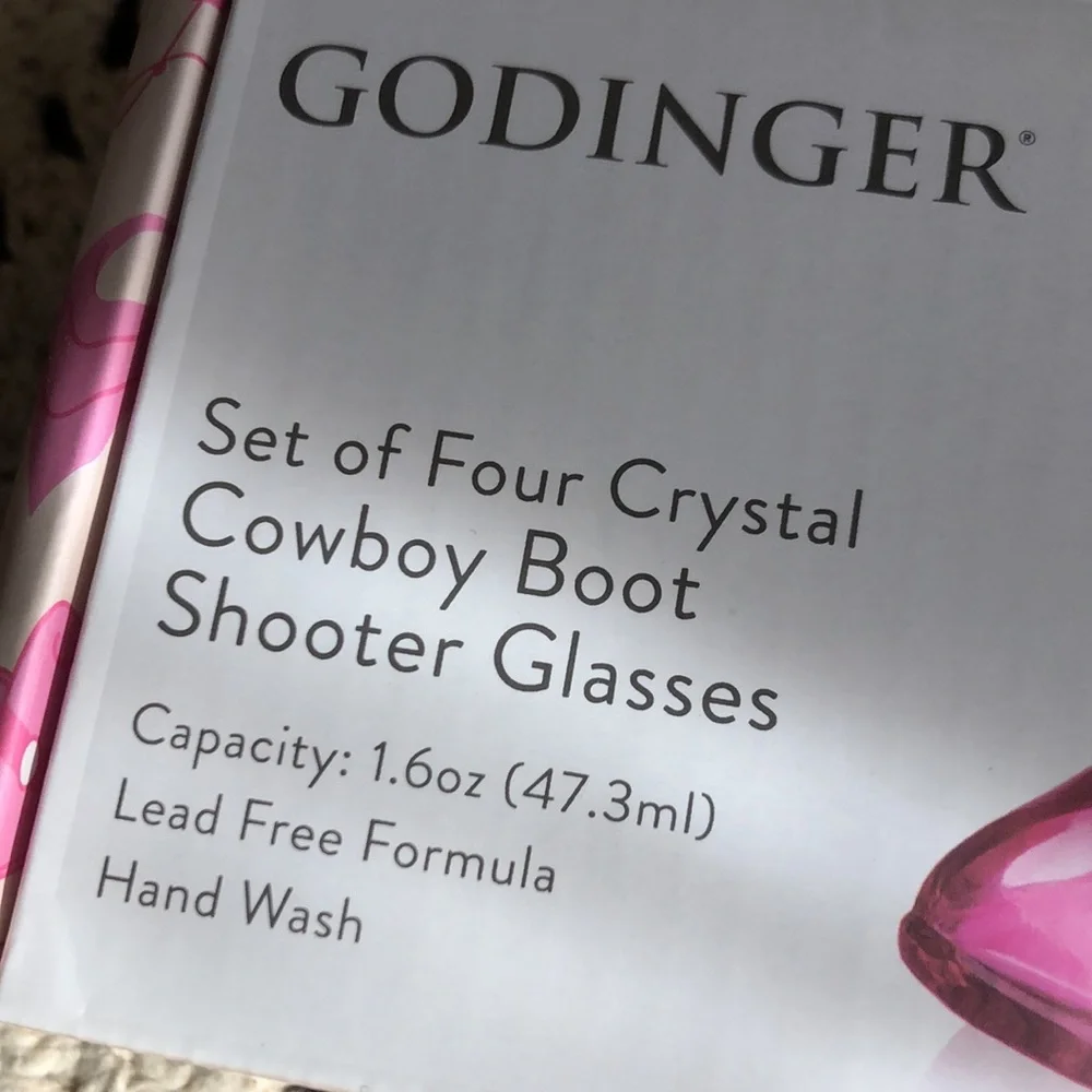 Godinger Pink GLASS Cowboy Boot Shot Glasses - Set of Four